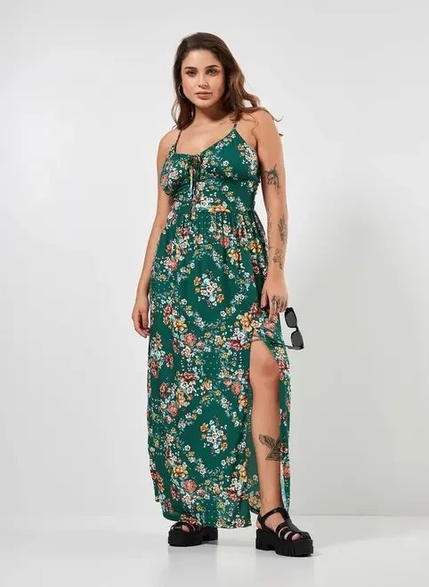 vestido midi verde com floral vestido midi verde com floral