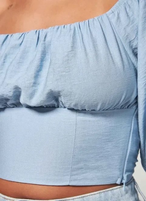 blusa cropped romântica manga bufante blusa cropped romântica manga bufante