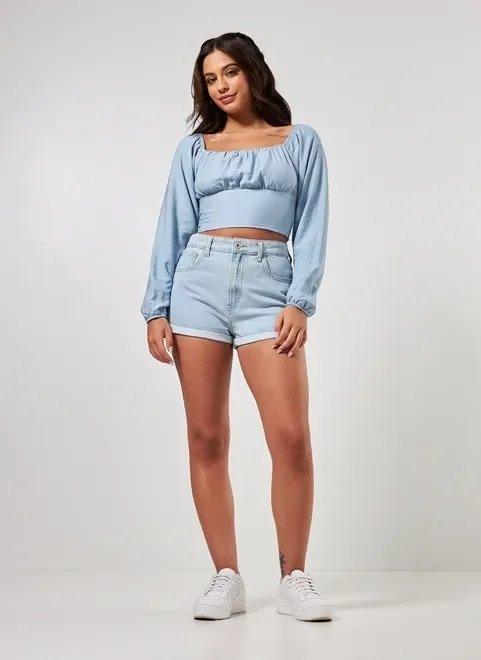 blusa cropped romântica manga bufante blusa cropped romântica manga bufante