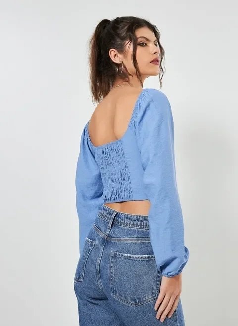 blusa cropped romântica manga bufante blusa cropped romântica manga bufante