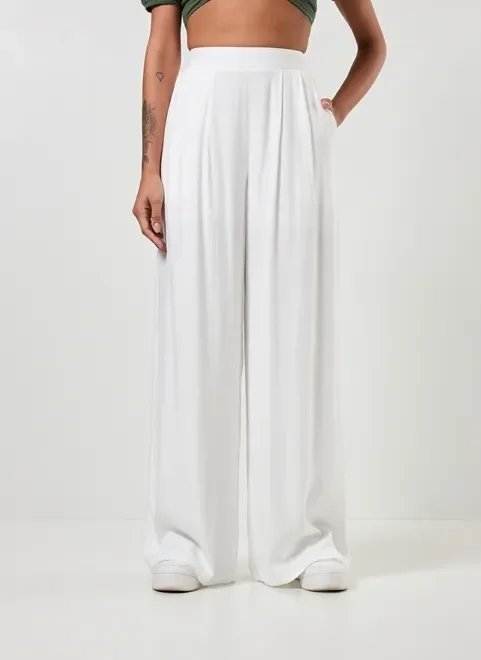 calça pantalona em viscose off-white calça pantalona em viscose off-white