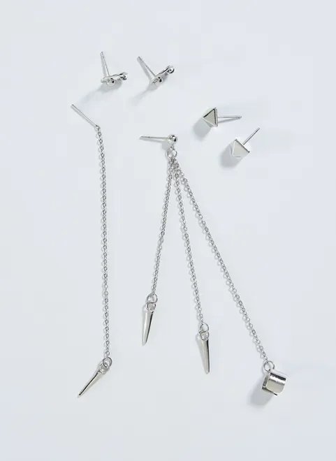 brincos prateados estilo piercing brincos prateados estilo piercing
