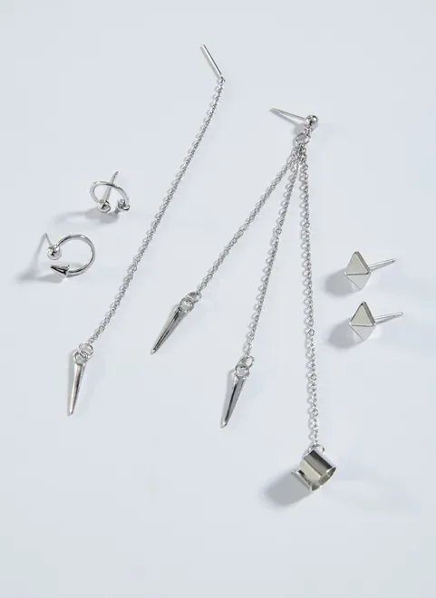 brincos prateados estilo piercing brincos prateados estilo piercing