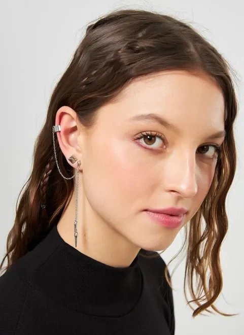 brincos prateados estilo piercing brincos prateados estilo piercing