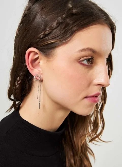 brincos prateados estilo piercing brincos prateados estilo piercing