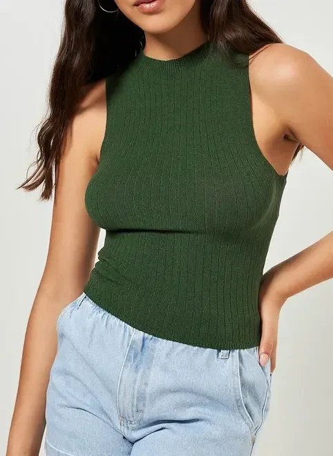 blusa em tricô sem manga blusa em tricô sem manga