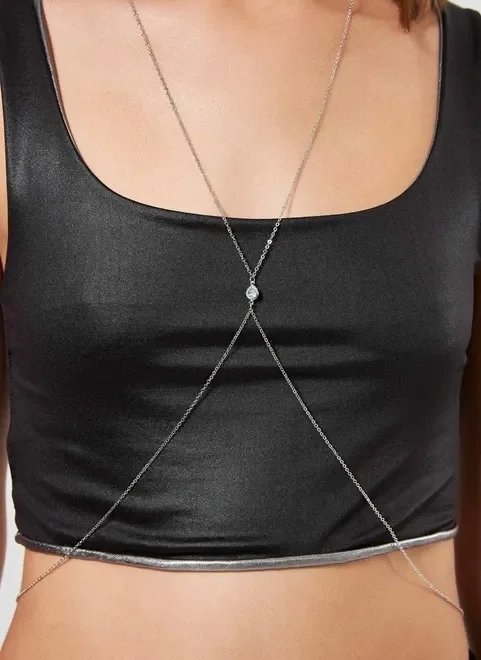 body chain prateado ponto de luz body chain prateado ponto de luz
