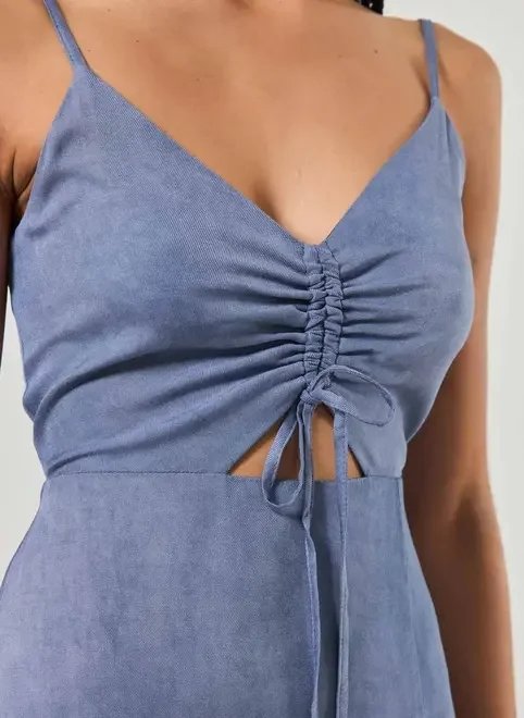 vestido midi com fenda azul vestido midi com fenda azul