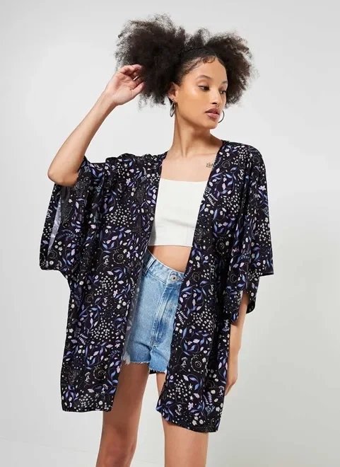kimono estampa mística preta kimono estampa mística preta
