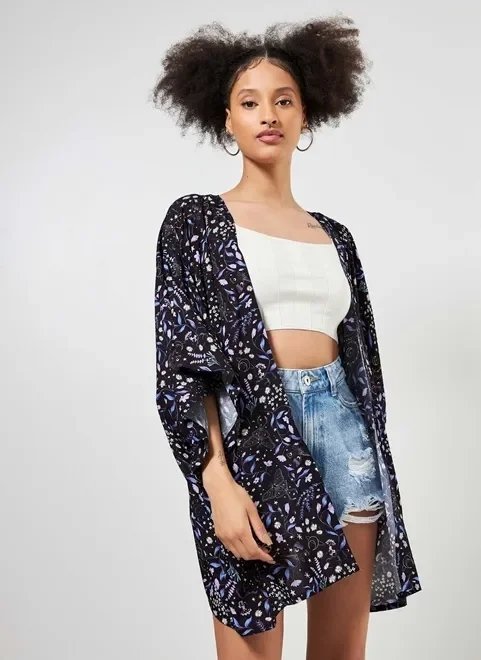 kimono estampa mística preta kimono estampa mística preta