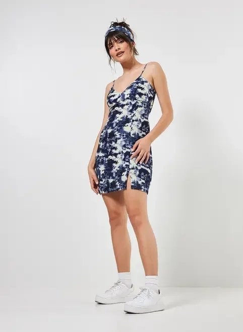 vestido curto estampa manchada azul vestido curto estampa manchada azul