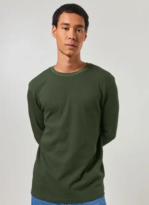 camiseta manga longa com textura camiseta manga longa com textura