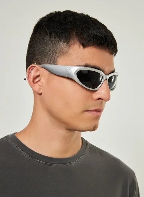 óculos de sol prateado y2k óculos de sol prateado y2k