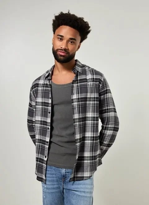 camisa flanela xadrez preto e branco camisa flanela xadrez preto e branco