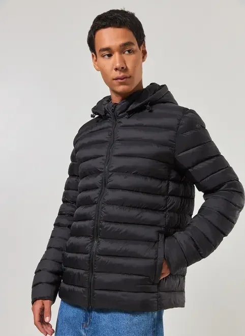 jaqueta puffer preta leve jaqueta puffer preta leve