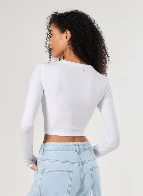 blusa cropped básica manga longa blusa cropped básica manga longa