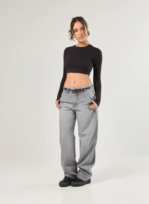 blusa cropped básica manga longa blusa cropped básica manga longa