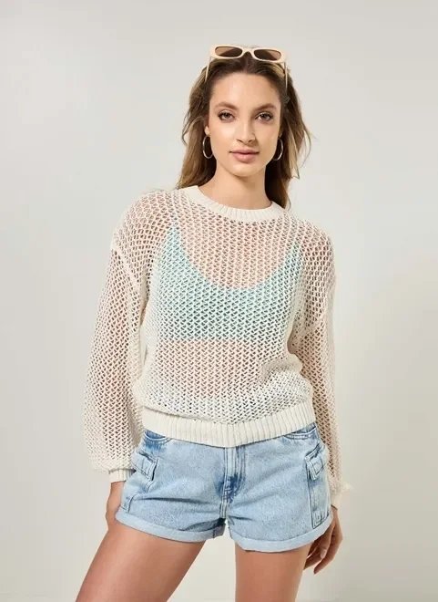 blusa de tricô com ponto aberto blusa de tricô com ponto aberto