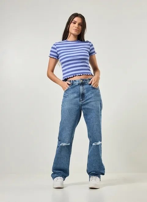 blusa em ribana azul listrada blusa em ribana azul listrada