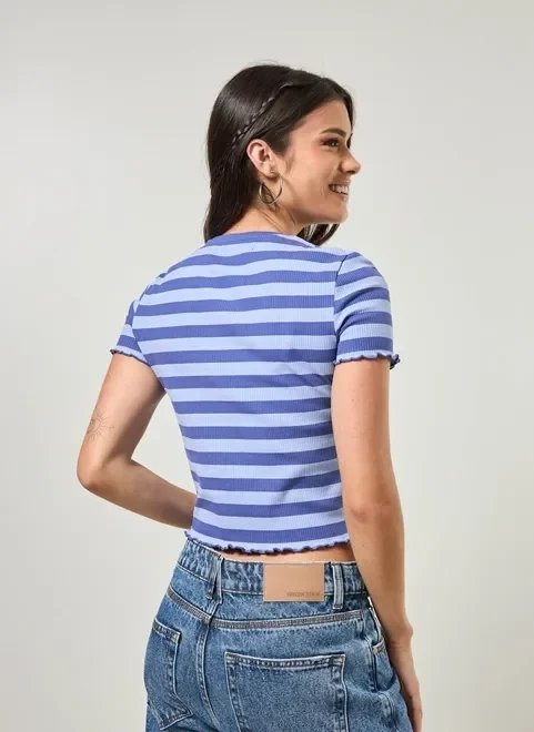 blusa em ribana azul listrada blusa em ribana azul listrada