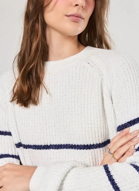 tricô manga longa marinho com listras tricô manga longa marinho com listras