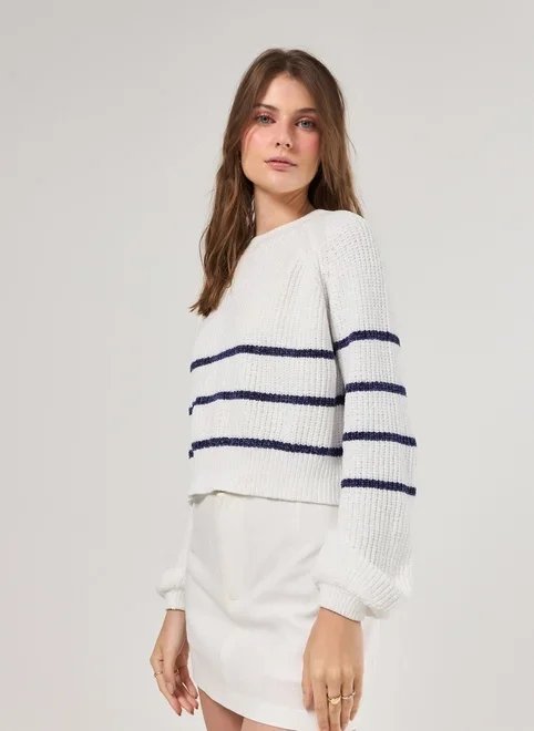 tricô manga longa marinho com listras tricô manga longa marinho com listras