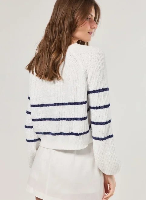 tricô manga longa marinho com listras tricô manga longa marinho com listras