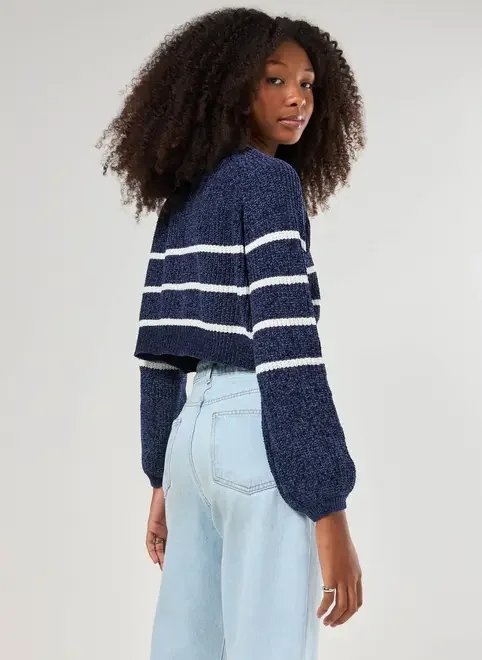 tricô manga longa marinho com listras tricô manga longa marinho com listras