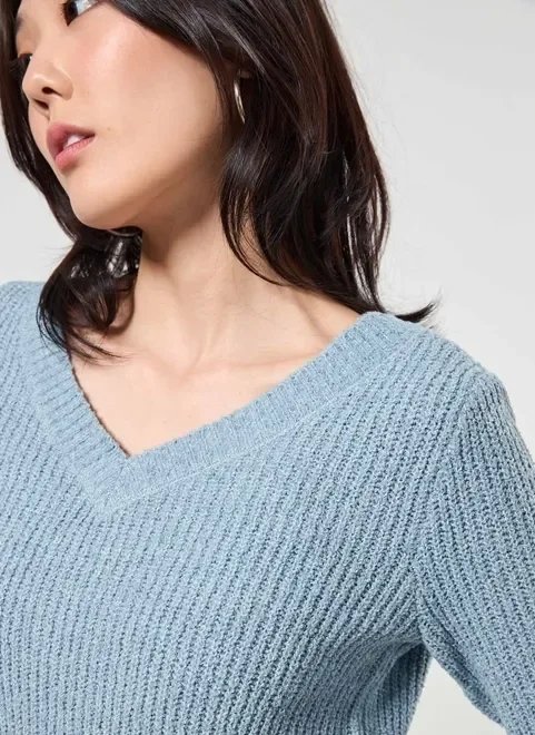 tricô cropped manga longa decote v tricô cropped manga longa decote v