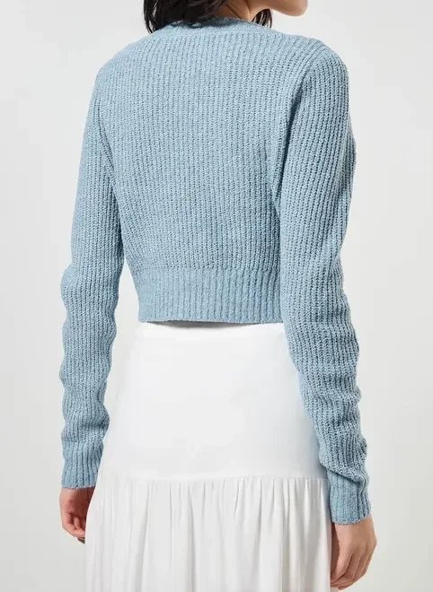 tricô cropped manga longa decote v tricô cropped manga longa decote v