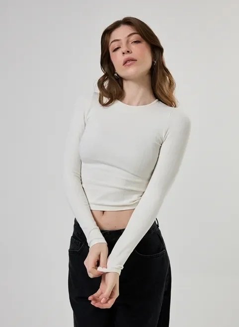 blusa manga longa malha seamless blusa manga longa malha seamless