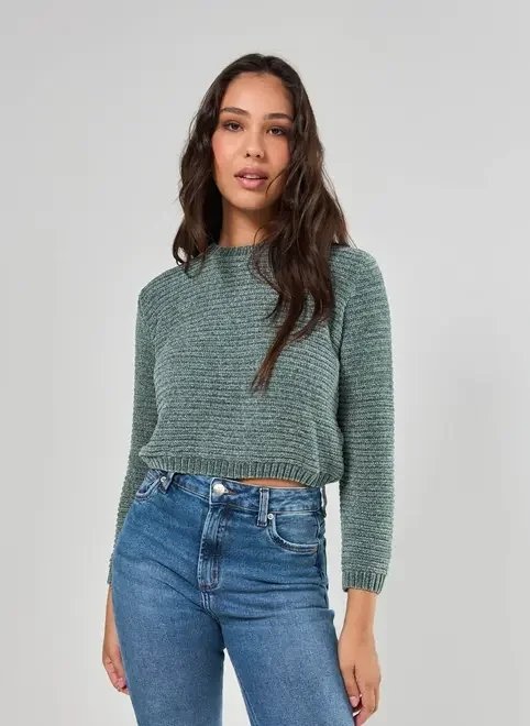 blusa de tricô chenille canelado blusa de tricô chenille canelado