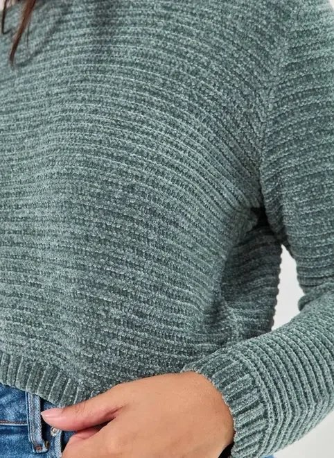 blusa de tricô chenille canelado blusa de tricô chenille canelado