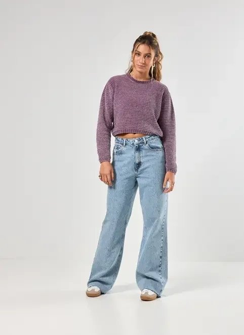 blusa de tricô chenille canelado blusa de tricô chenille canelado