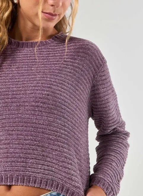 blusa de tricô chenille canelado blusa de tricô chenille canelado