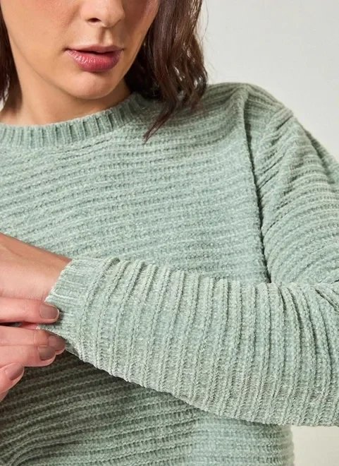 blusa de tricô chenille canelado blusa de tricô chenille canelado