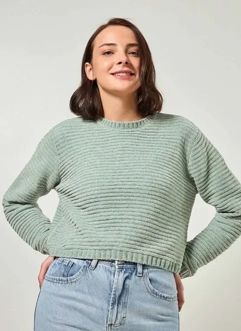 blusa de tricô chenille canelado blusa de tricô chenille canelado