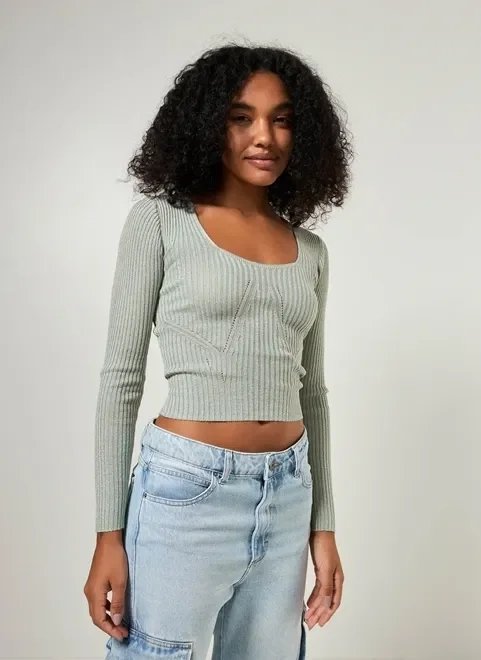 blusa em tricô fio metalizado verde blusa em tricô fio metalizado verde