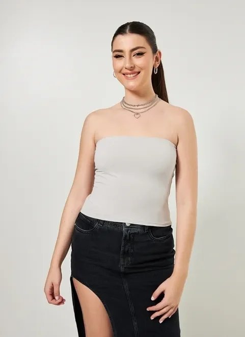 blusa sem alça cinza blusa sem alça cinza