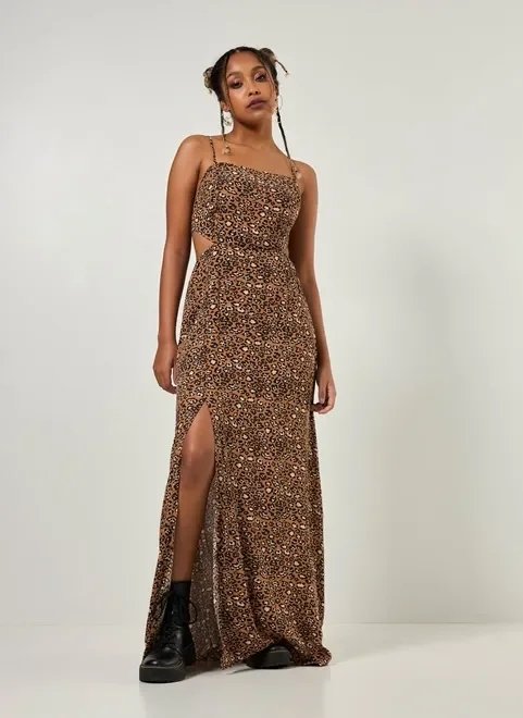 vestido longo oncinha com fenda vestido longo oncinha com fenda