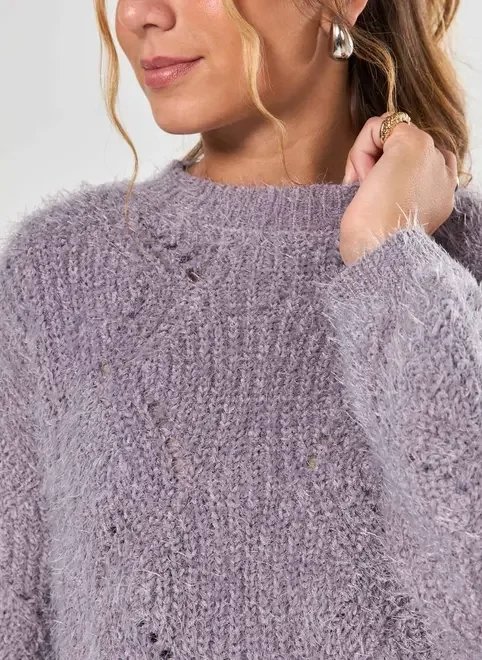 tricô lilás com pelinhos tricô lilás com pelinhos
