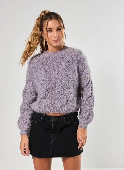 tricô lilás com pelinhos tricô lilás com pelinhos