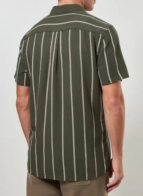 camisa linho verde com listras camisa linho verde com listras