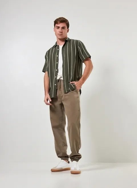 camisa linho verde com listras camisa linho verde com listras