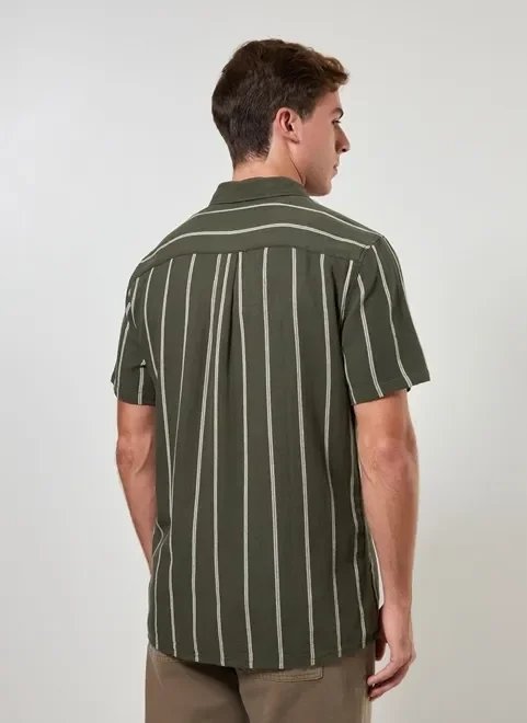 camisa linho verde com listras camisa linho verde com listras