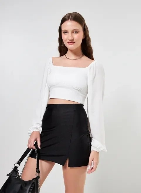 cropped manga longa bufante off-white cropped manga longa bufante off-white