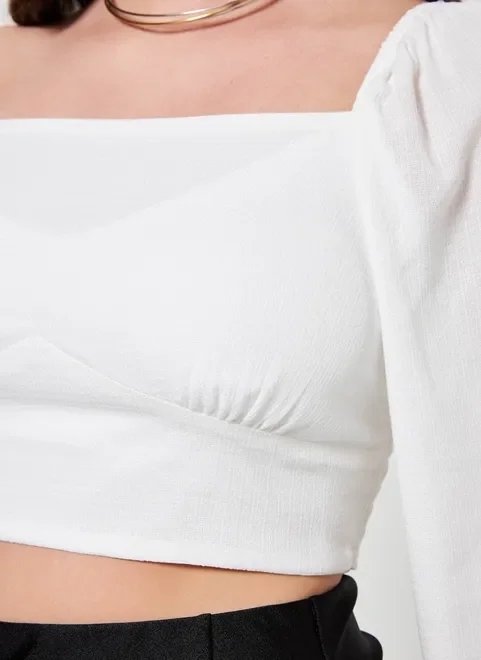 cropped manga longa bufante off-white cropped manga longa bufante off-white