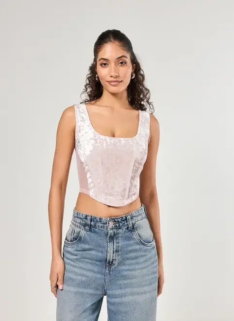 corselet em veludo rosa com tule corselet em veludo rosa com tule