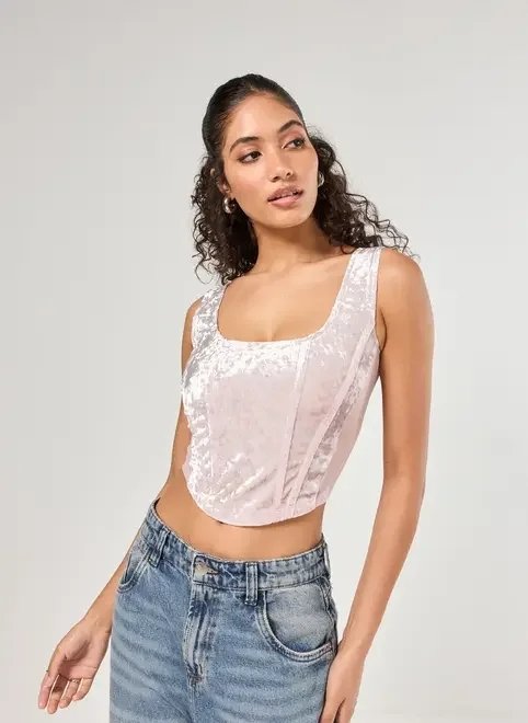 corselet em veludo rosa com tule corselet em veludo rosa com tule