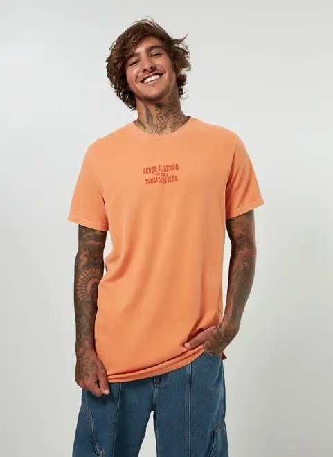camiseta alongada estonada laranja camiseta alongada estonada laranja